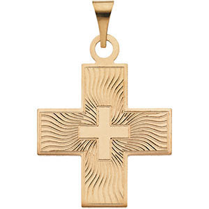 14k Yellow Gold 20.5x18mm Greek Cross Pendant