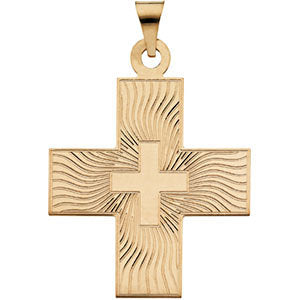 14k Yellow Gold 27.5x25mm Greek Cross Pendant