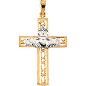 Two-Tone Claddagh Cross Pendant