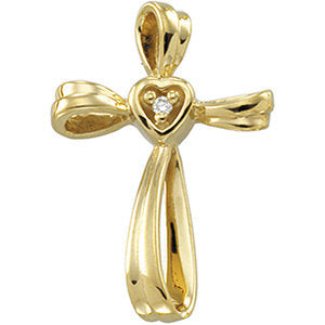 14k Yellow Gold .015 CTW Diamond Cross Pendant
