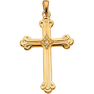 14k Yellow Gold .04 CTW Diamond Cross Pendant