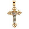 53.50x35.00 mm Two-Tone Crucifix Cross Pendant in 14K Yellow and White Gold