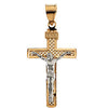 25.50x16.00 mm Two-Tone Crucifix Cross Pendant in 14K Yellow and White Gold