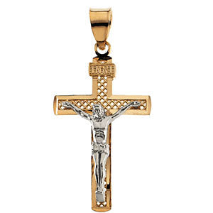 14K Yellow & White Crucifix Pendant 40.50mm x 25.50mm