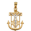 14K Yellow & White 27.5x23mm Mariner's Crucifix Pendant