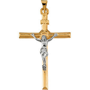 14K Yellow & White 35.5x24mm Crucifix Pendant