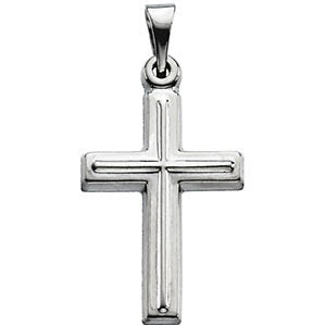 14k White Gold 17x12mm Cross Pendant