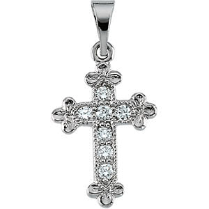 14k White Gold 14x10mm Diamond Cross Pendant
