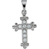 14.00x10.00 mm Cross Pendant with Diamond in 14K White Gold