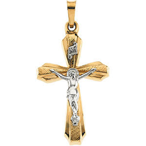 14k White/Yellow Gold Crucifix Pendant