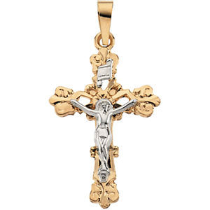 14K Yellow & White 26.5x19mm Crucifix Pendant