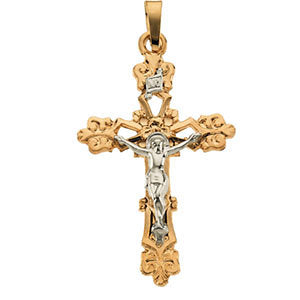 14K Yellow & White 35x24.5mm Crucifix Pendant