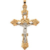 14K Yellow & White 35x24.5mm Crucifix Pendant