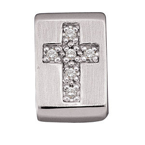 14k White Gold Cross Pendant Slide