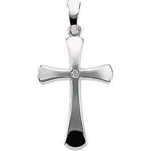14k White Gold .005 CTW Diamond Cross