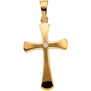 14k White Gold .005 CTW Diamond Cross