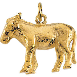 14k Yellow Gold 15.5x4mm Nativity Donkey Pendant