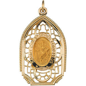 14k Yellow Gold 31.5x19mm St. Christopher Medal