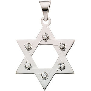14k White Gold .06 CTW Diamond Star of David Pendant