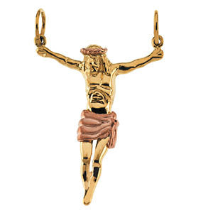 14k Yellow Gold 29x22.5mm Crucifix Pendant