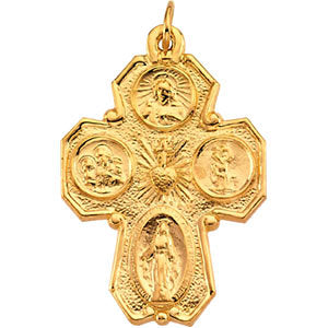 14k Yellow Gold 28x21mm Four-Way Medal