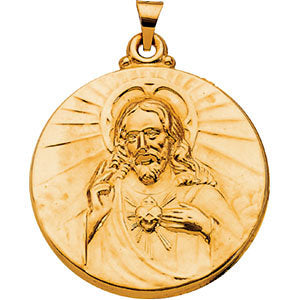 14k Yellow Gold 30.5mm Sacred Heart of Jesus Medal