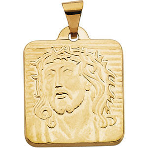 14k Yellow Gold 18.5x17mm Face of Jesus Pendant
