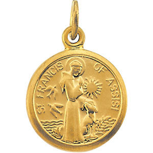 14k Yellow Gold 10.15x12mm St. Francis of Assisi Medal