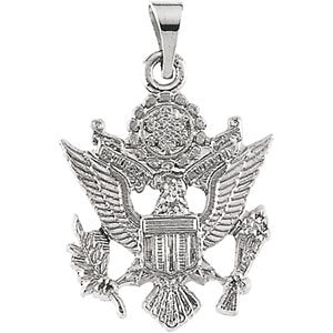 14k White Gold 19.5x15mm U.S. Army Pendant