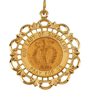 14k Yellow Gold 31x26.5mm Our Lady of Guadalupe Medal