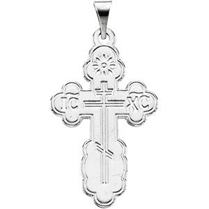 14k White Gold 19x13mm St. Olga Orthodox Cross Pendant