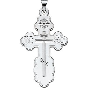 14k White Gold 40x26mm St. Olga Orthodox Cross Pendant