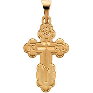 14k Yellow Gold 40x26mm St. Olga Orthodox Cross Pendant