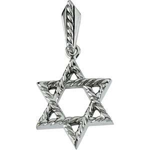 14k White Gold Star of David Pendant
