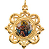 25.75x25.75 mm Lady of Mount Carmel Framed Enamel Pendant in 10K Yellow Gold