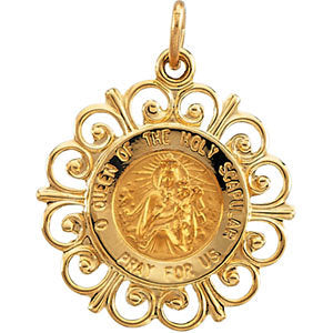 14k Yellow Gold 18.5mm Round Scapular Medal