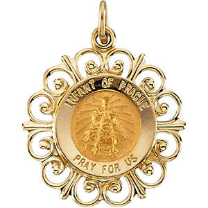 14k Yellow Gold 18.5mm Infant of Prague Medal