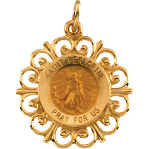 14k Yellow Gold 18.5mm St. Peregrine Medal