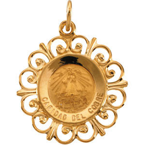 14k Yellow Gold 18.5mm Caridad Del Cobre Medal