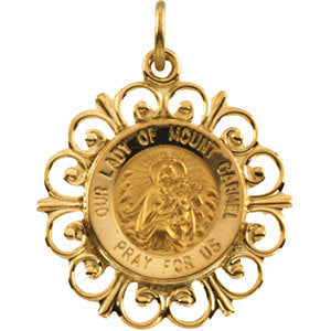 14k Yellow Gold 18.5mm Our Lady of Mount Carmel Medal