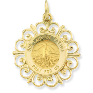 14k Yellow Gold 18.5mm Our Lady of Fatima Medal