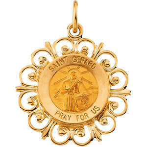 14k Yellow Gold 18.5mm Round St. Gerard Medal