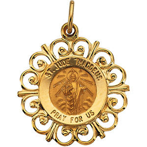 14k Yellow Gold 18.5mm St. Jude Medal