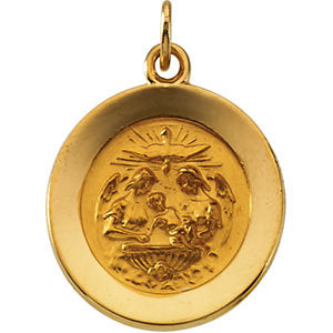14k Yellow Gold 14.75mm Round Baptismal Pendant Medal