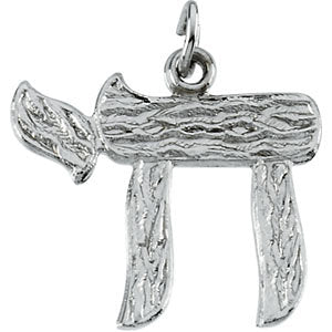 Sterling Silver 17x20.25mm Chai Pendant