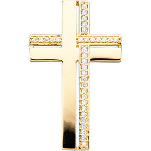 14k White Gold Double Cross Pendant