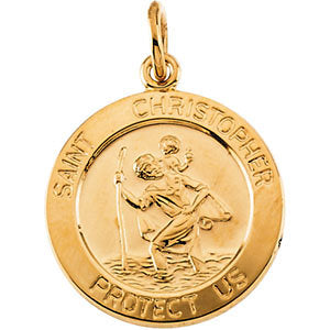 14k Yellow Gold 15mm St. Christopher Medal