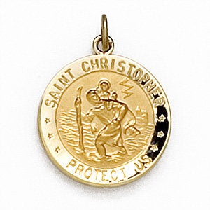 14k Yellow Gold 18mm Round St. Christopher U.S. Air Force Medal