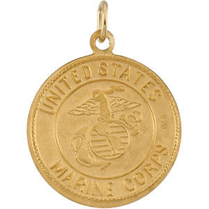 14k Yellow Gold 18mm Round St. Christopher U.S. Marine Corps Medal