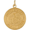 14k Yellow Gold 18mm Round St. Christopher U.S. Marine Corps Medal